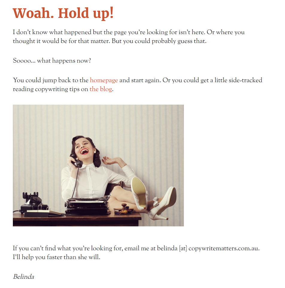 Copywrite Matters 404 page example