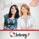 Hot Copy podcast logo: copywriters doing talky talky
